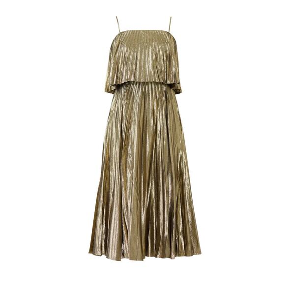 J. Crew Gold Goma Pleated Dress 12 - Picture 4 of 6